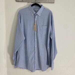 PETER MILLAR Shirt Mens X-Large Blue Check Albert Crown Lite Sport Stretch $160